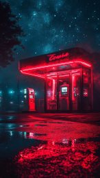 Download Free Night Gas Station Image for iPhone