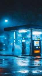 Beautiful HD Night Gas Station Digital Background