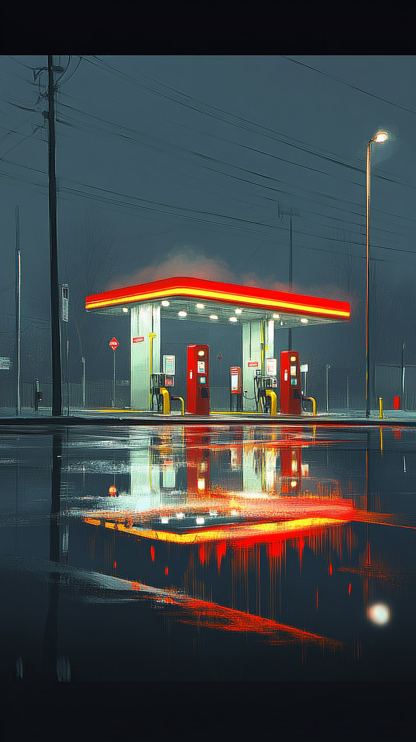 Customizable Night Gas Station Wallpapers for iPhone