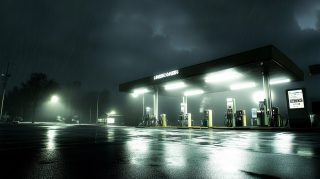 Beautiful 4K Night Gas Station Images for PC