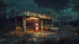 8K Night Gas Station Wallpapers for Digital Backgrounds