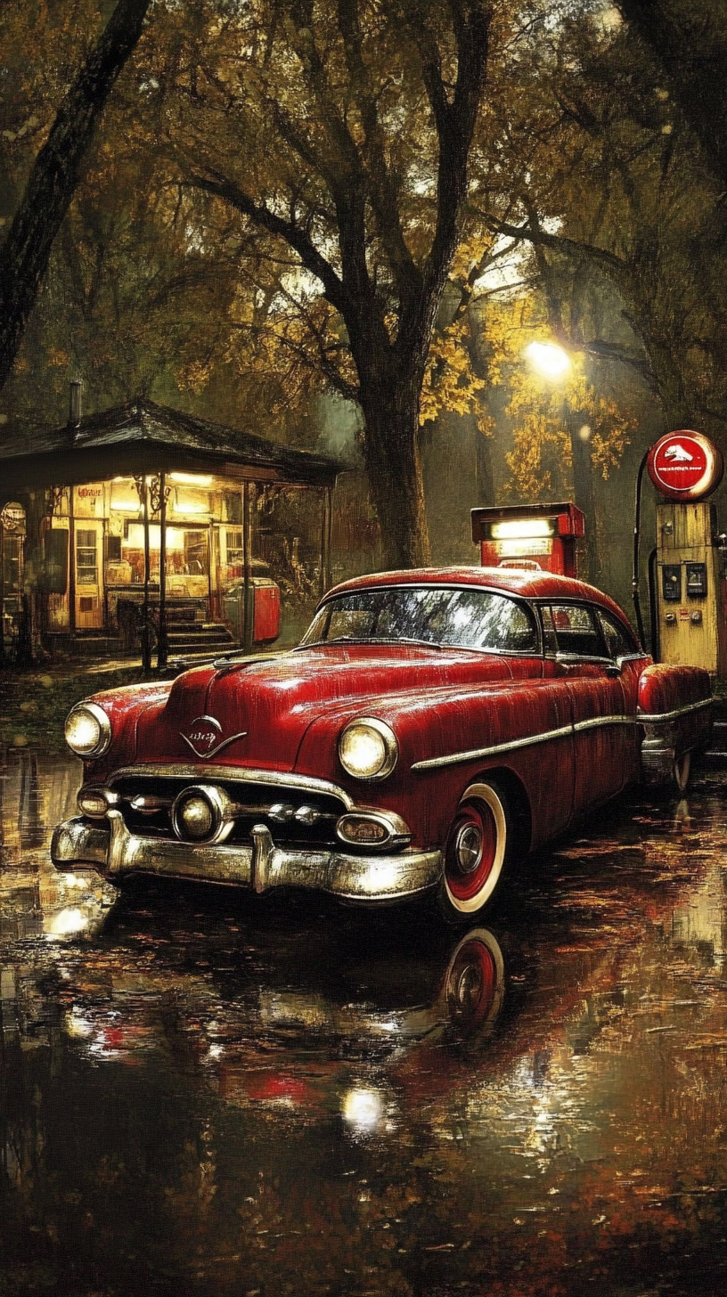 Retro Gas Station Image Perfect for Mobile Devices