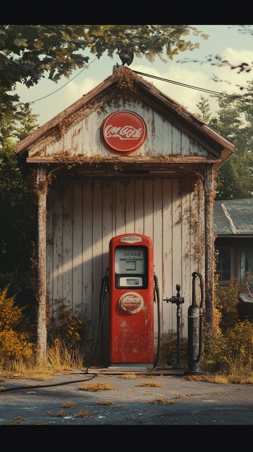 High-Quality Old Gas Station Wallpaper for iPhone Users