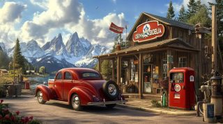 Free HD Wallpaper: Retro Gas Station Digital Images