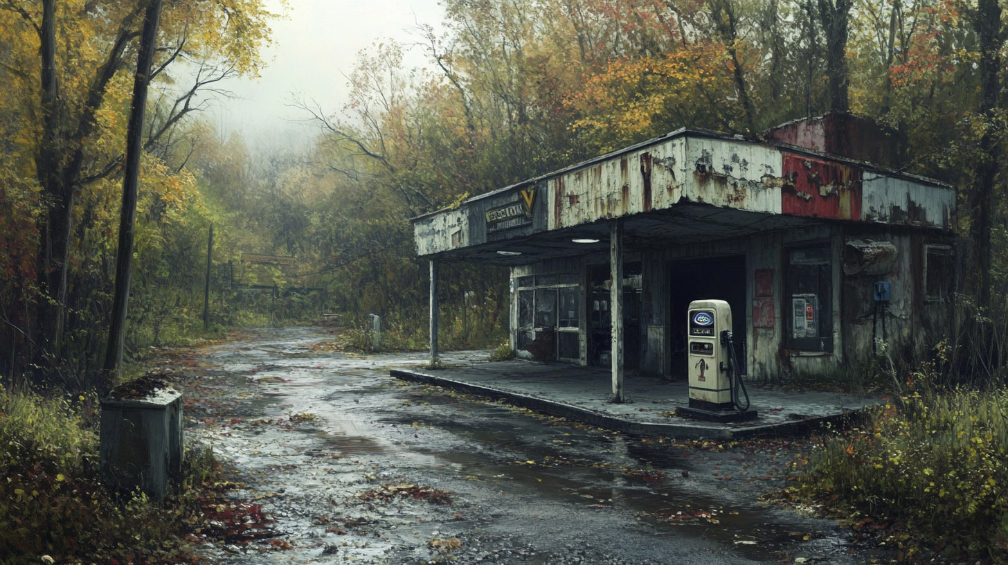 AI Wallpaper: Captivating Old Gas Station Images for PCs