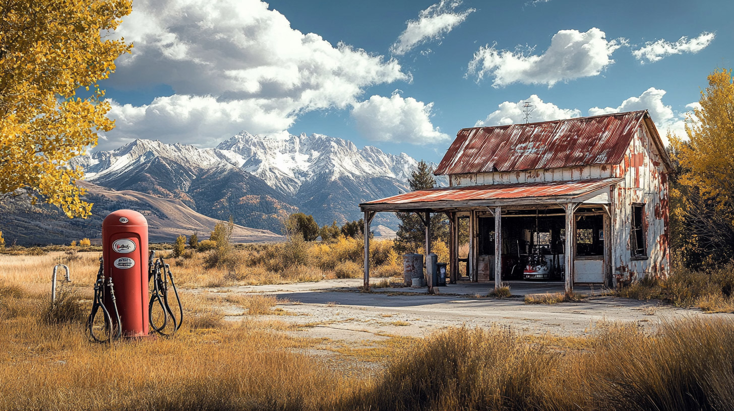 Vintage Gas Station Wallpaper for Stunning 16:9 Displays