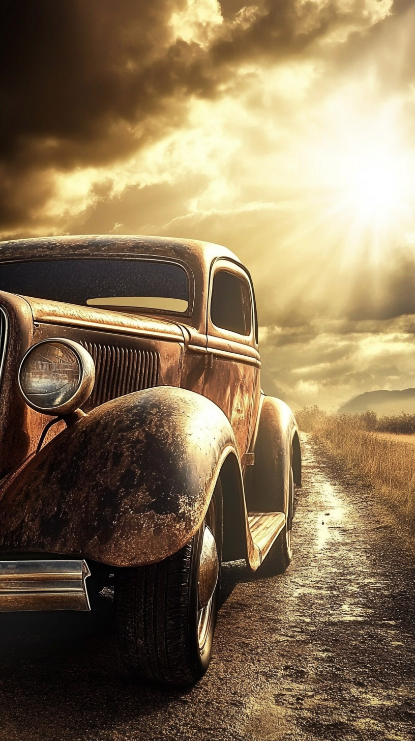 Digital Backgrounds Featuring Old Vintage Cars for Mobile