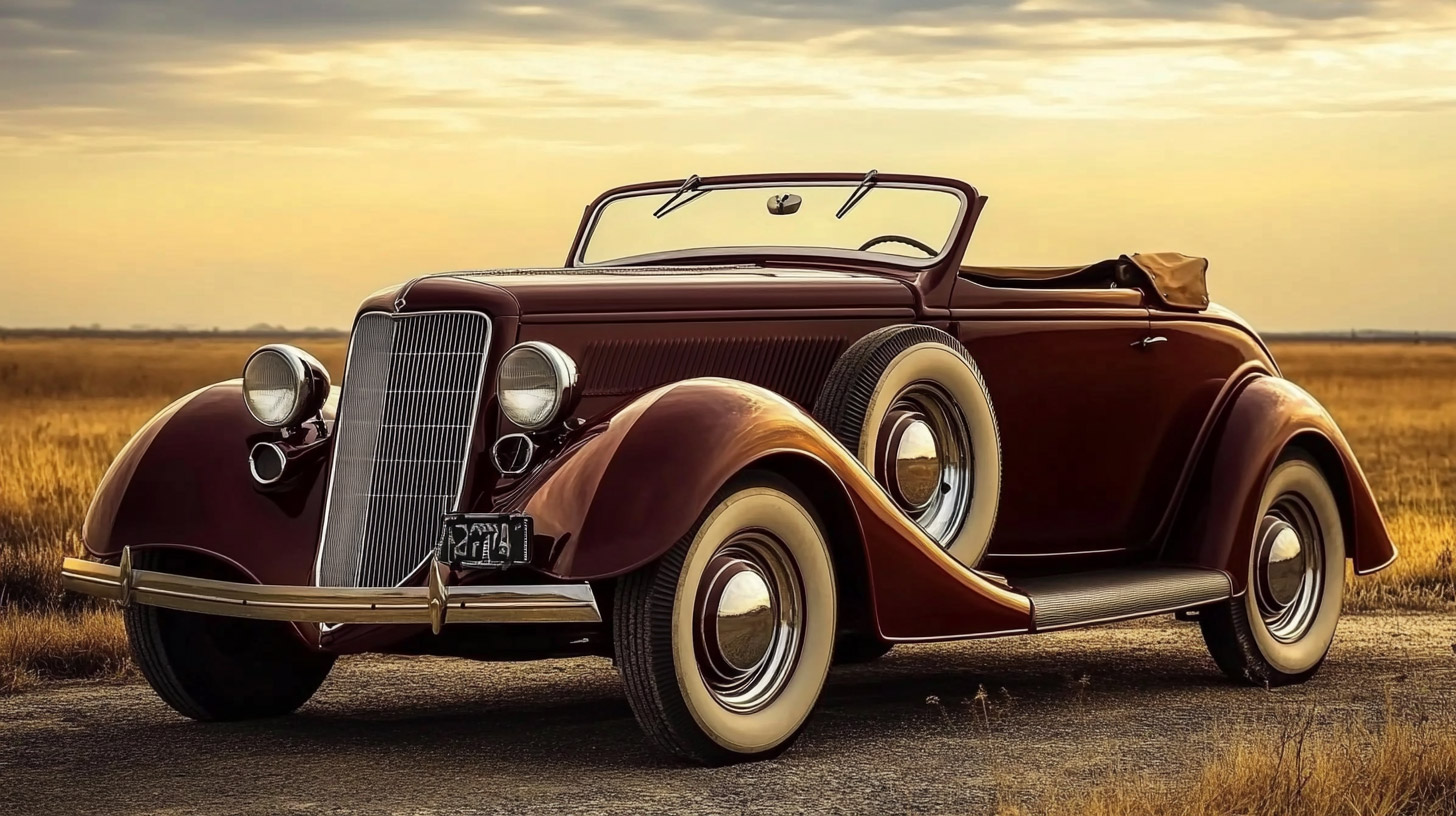 Vintage Car Digital Background: High-Resolution 16:9 Option