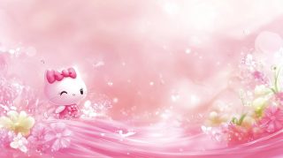 AI-Generated Pink Hello Kitty Wallpaper for Desktop