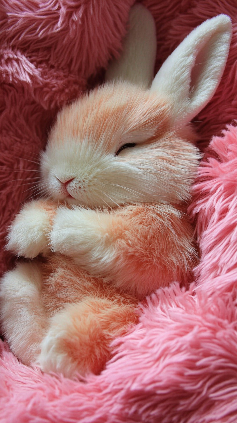 Cute Pink Bunny Photo for Your Mobile Wallpaper