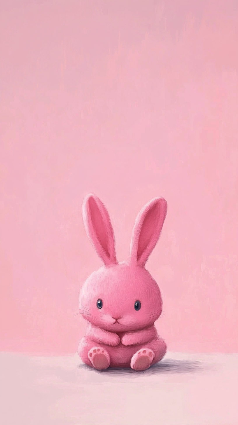 Vibrant Pink Bunny Wallpaper for 9:16 Screen