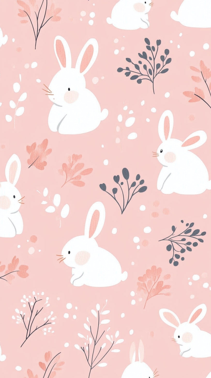 Trendy Pink Bunny Phone Wallpaper for All Models