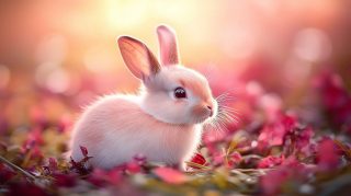 Vibrant Digital Background: Pink Bunny HD Wallpapers