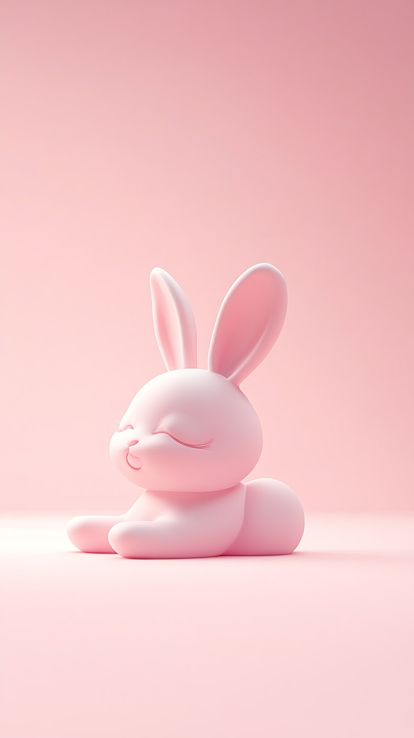 Free Digital Background: Pink Cute Bunny for Mobile