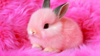 Cute Pink Bunny AI Wallpaper for Your Desktop