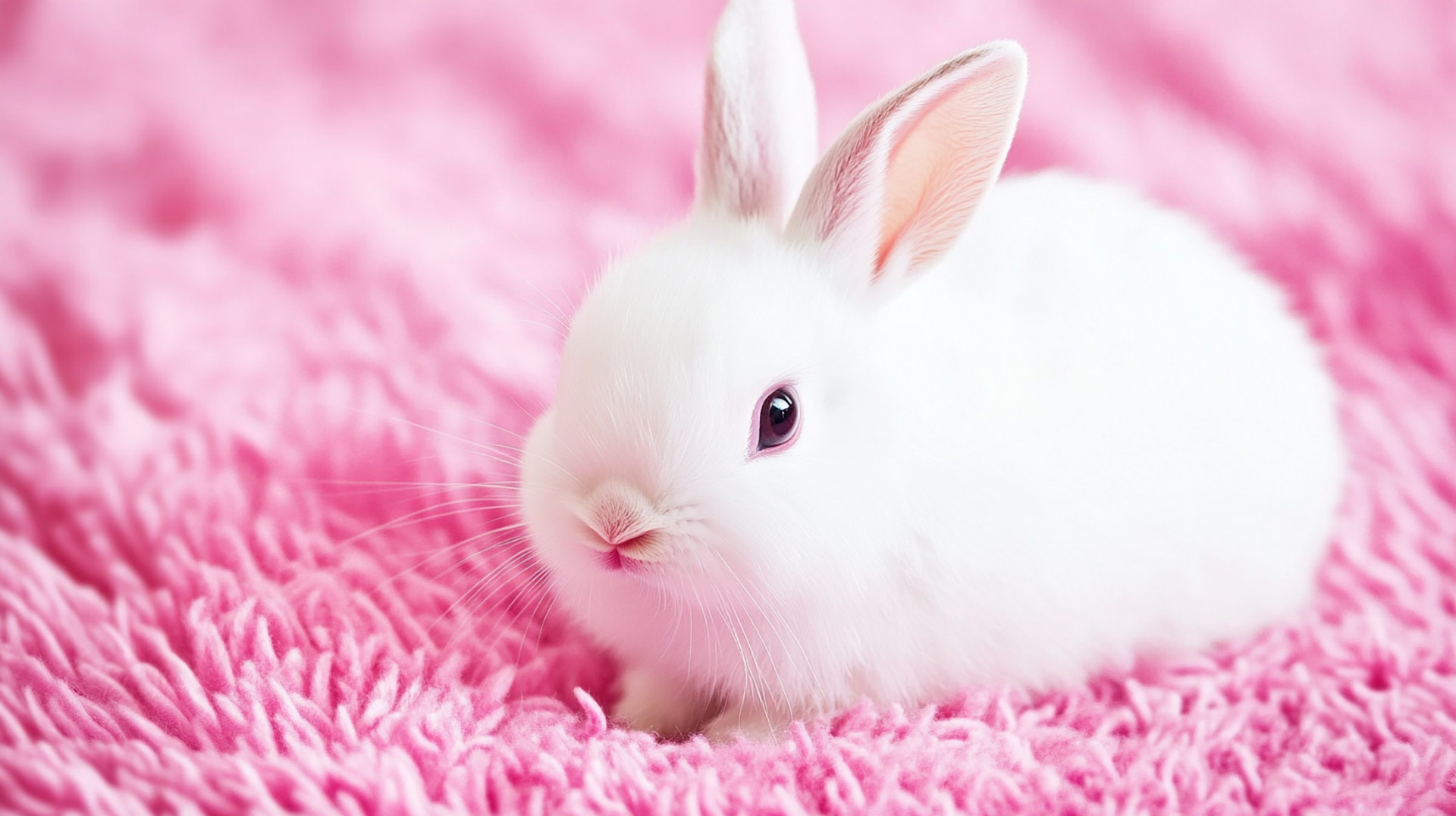 Charming Pink-Cute Bunny HD Desktop Wallpaper