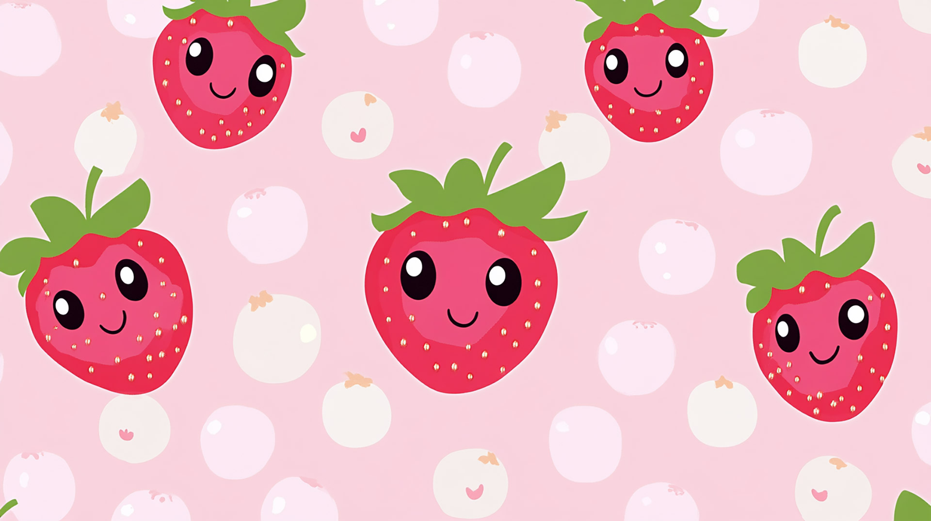 Pink Cute Strawberry HD Wallpaper for Desktop Background