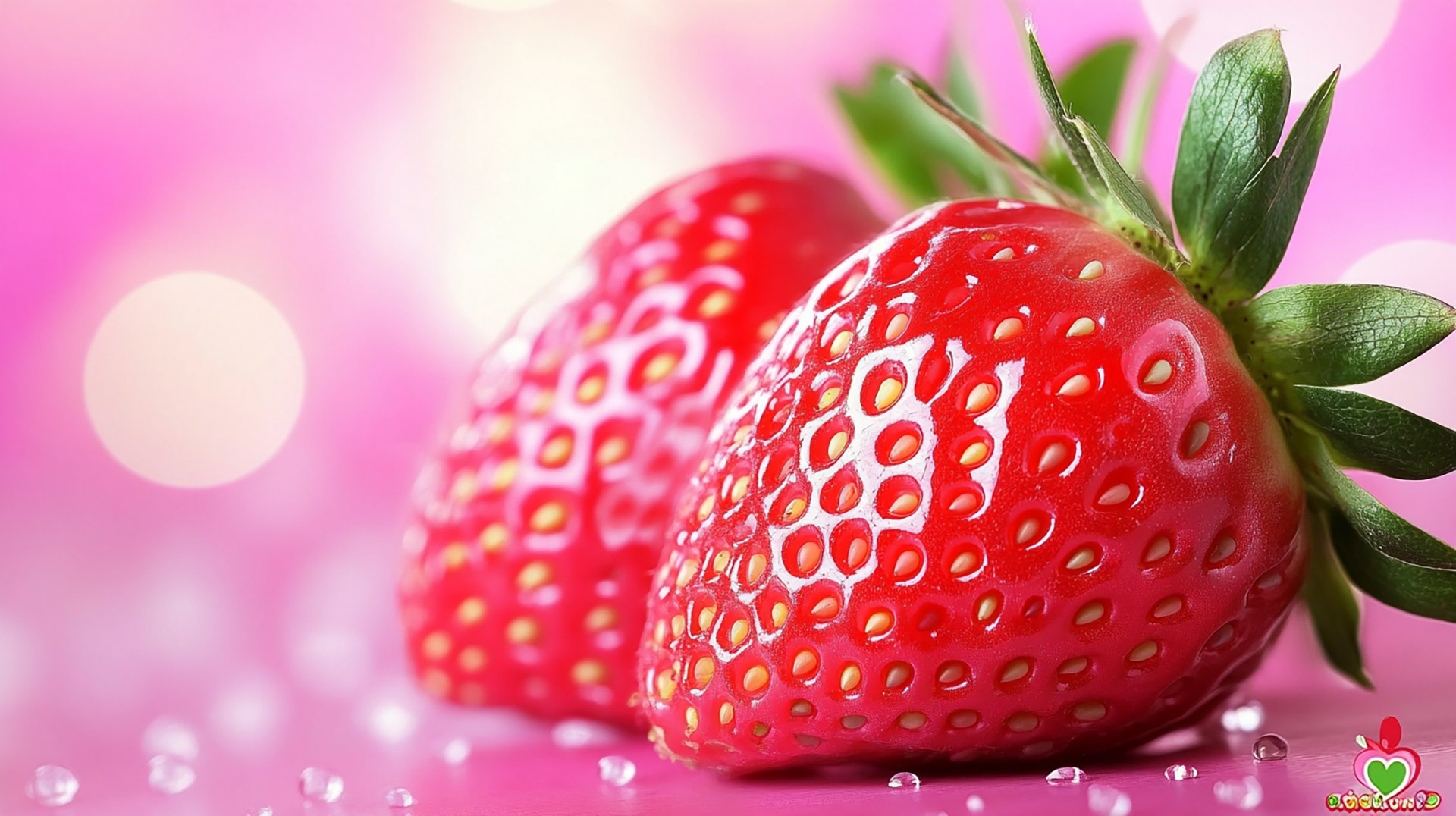 Charming Pink Strawberry 16:9 Wallpaper for Screens