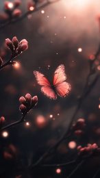 Enchanting Pink Blossom and Butterfly HD Background