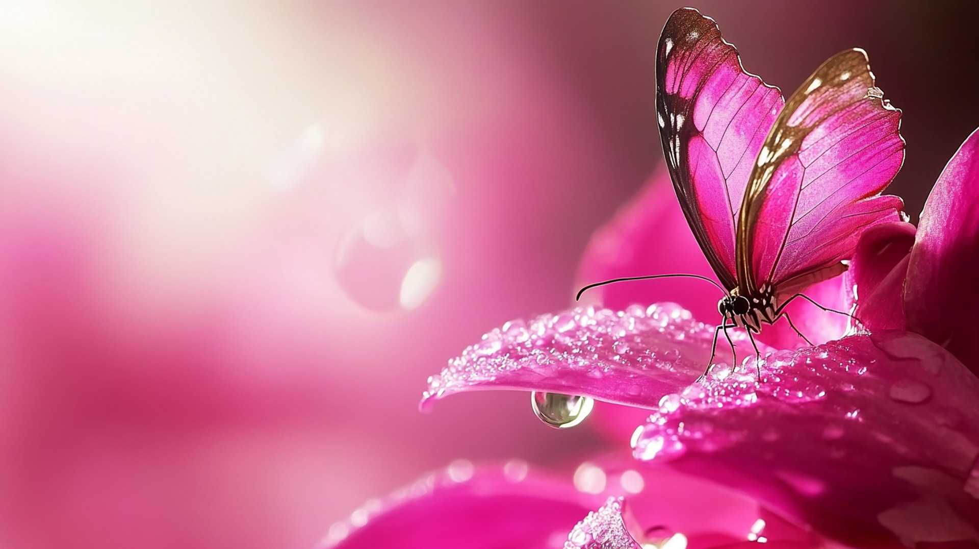 Ultra HD Desktop Background: Pink Flower and Butterfly Images