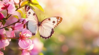 Pictures of Pink Flowers and Butterflies as Free Wallpaper