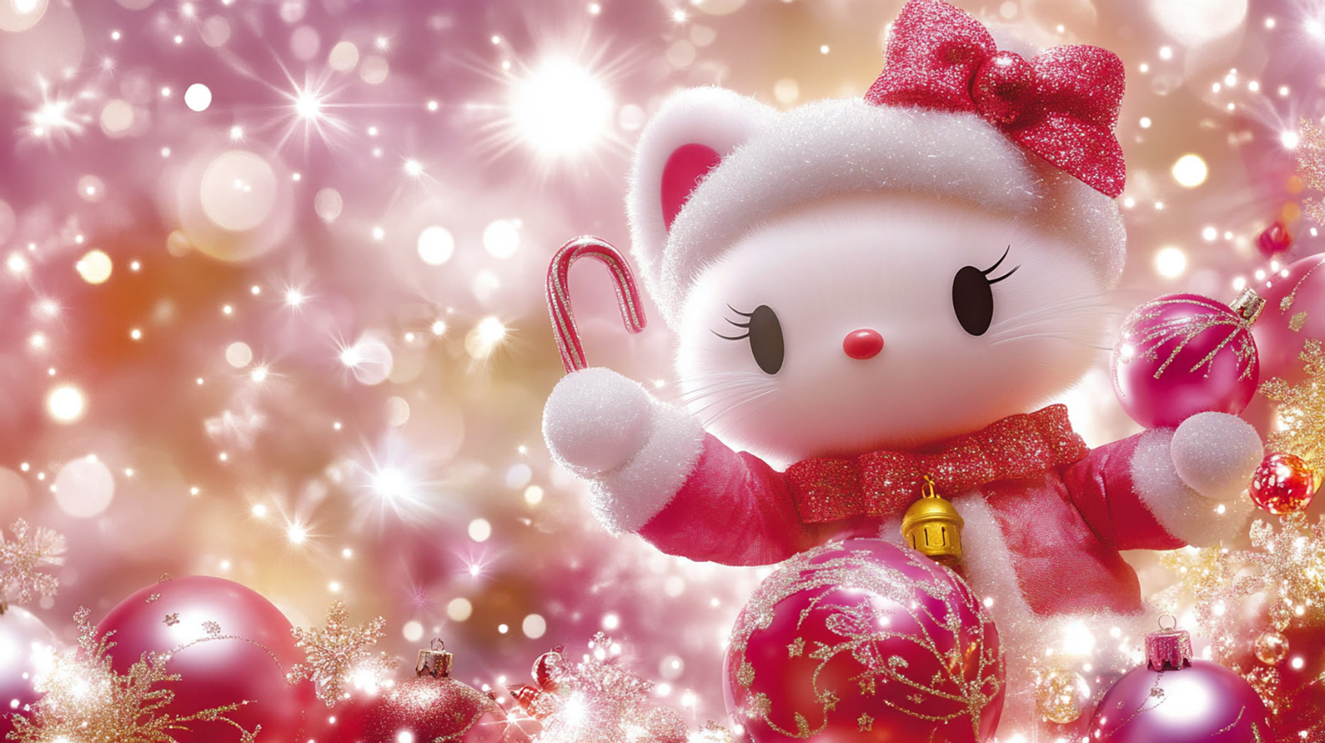 Ultra HD 4K Pink Hello Kitty Christmas Wallpaper