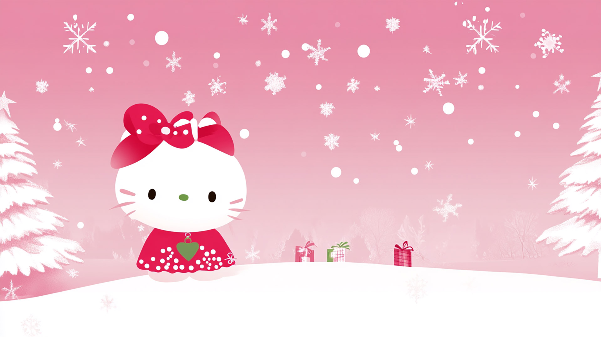 AI Wallpaper of Pink Hello Kitty for Festive Season