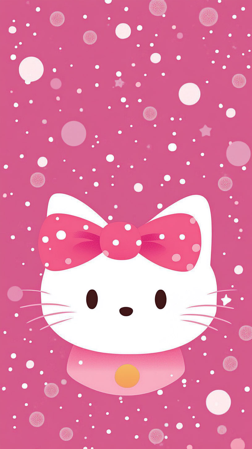 Vibrant Pink Hello Kitty Image Perfect for 9:16 Screens