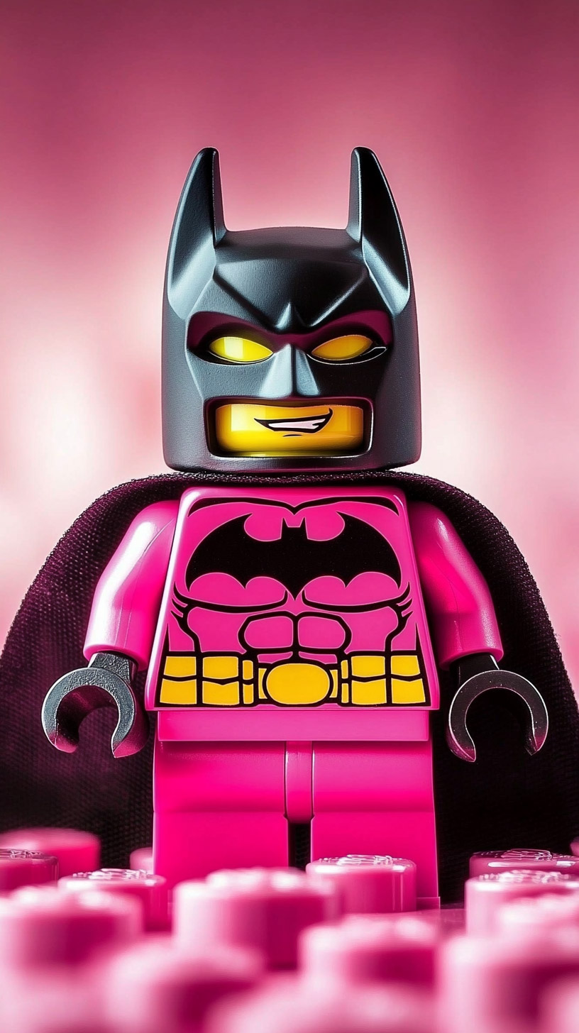 High-Quality Pink Lego Batman Background for Smartphones