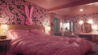 AI Wallpaper: Stunning Pink Playboy Bunny HD Background