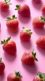 Refreshing Pink Strawberry Mobile Wallpaper for iPhone Users