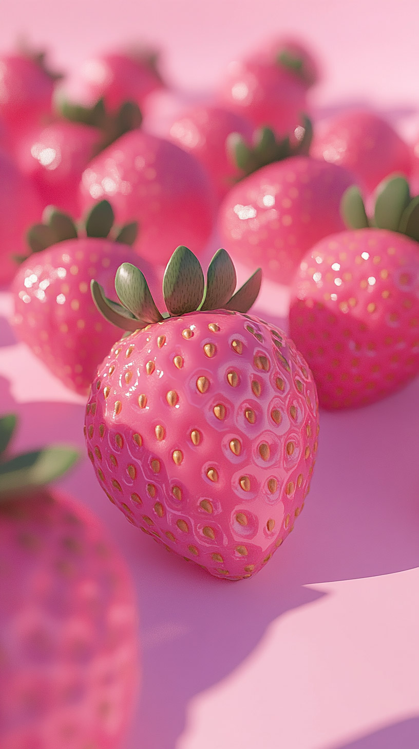 Stylish HD Mobile Wallpaper Featuring Pink Strawberries