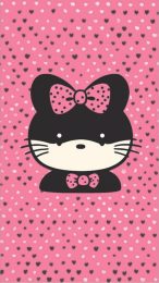 Cute Pink and Black Hello Kitty Digital Background for iPhone