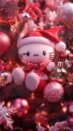 Cute Pink Hello Kitty Christmas Mobile Wallpaper for iPhone