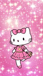 Vibrant Pink Hello Kitty Christmas Digital Background for Smartphones