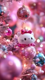 Festive Hello Kitty Christmas Photo for Your Mobile Wallpaper