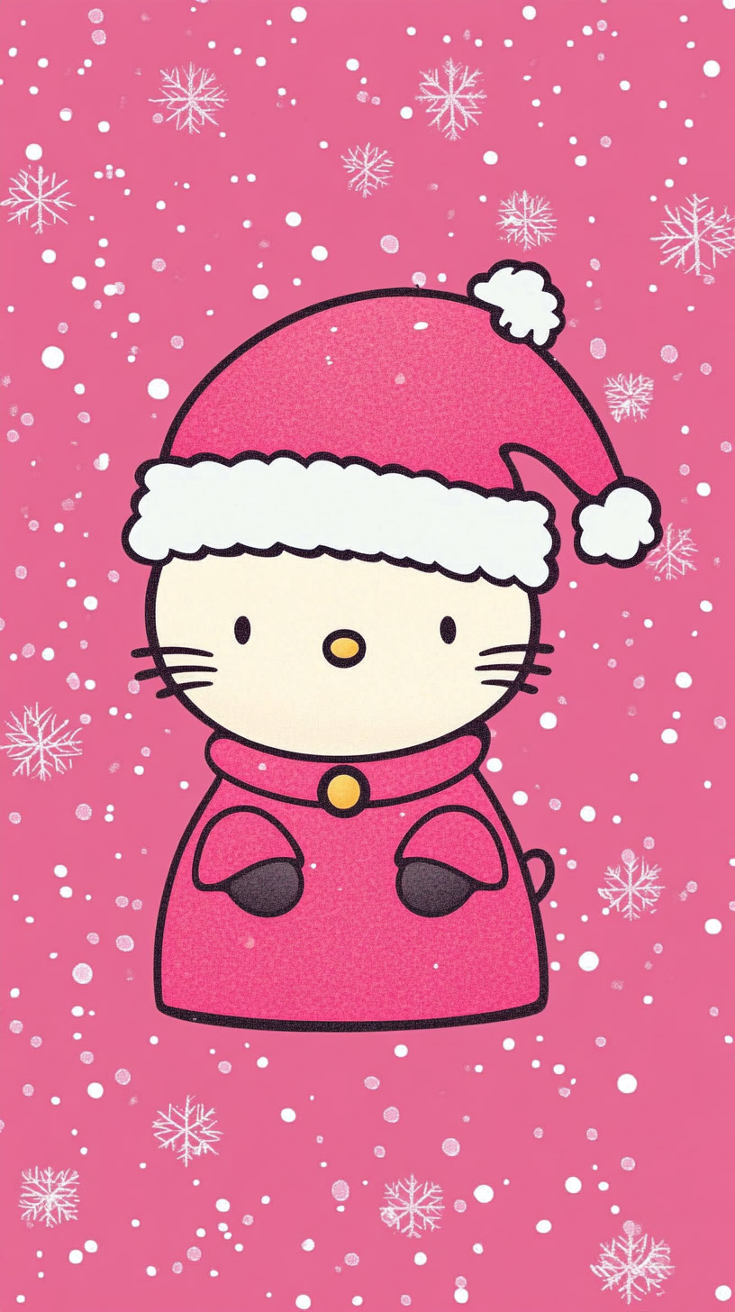 Adorable Pink Hello Kitty Christmas Image for Cellphones