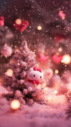 Celebrate Christmas with Pink Hello Kitty Wallpaper for iPhone