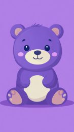 Cute Purple Kawaii Bear Mobile Wallpaper for iPhone