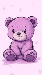 Cute and Colorful Purple Bear Photos for Your Device