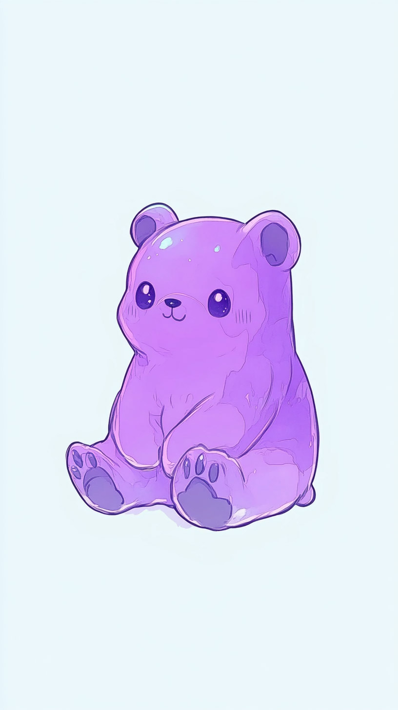 Trendy Purple Bear Digital Background for Mobile Devices