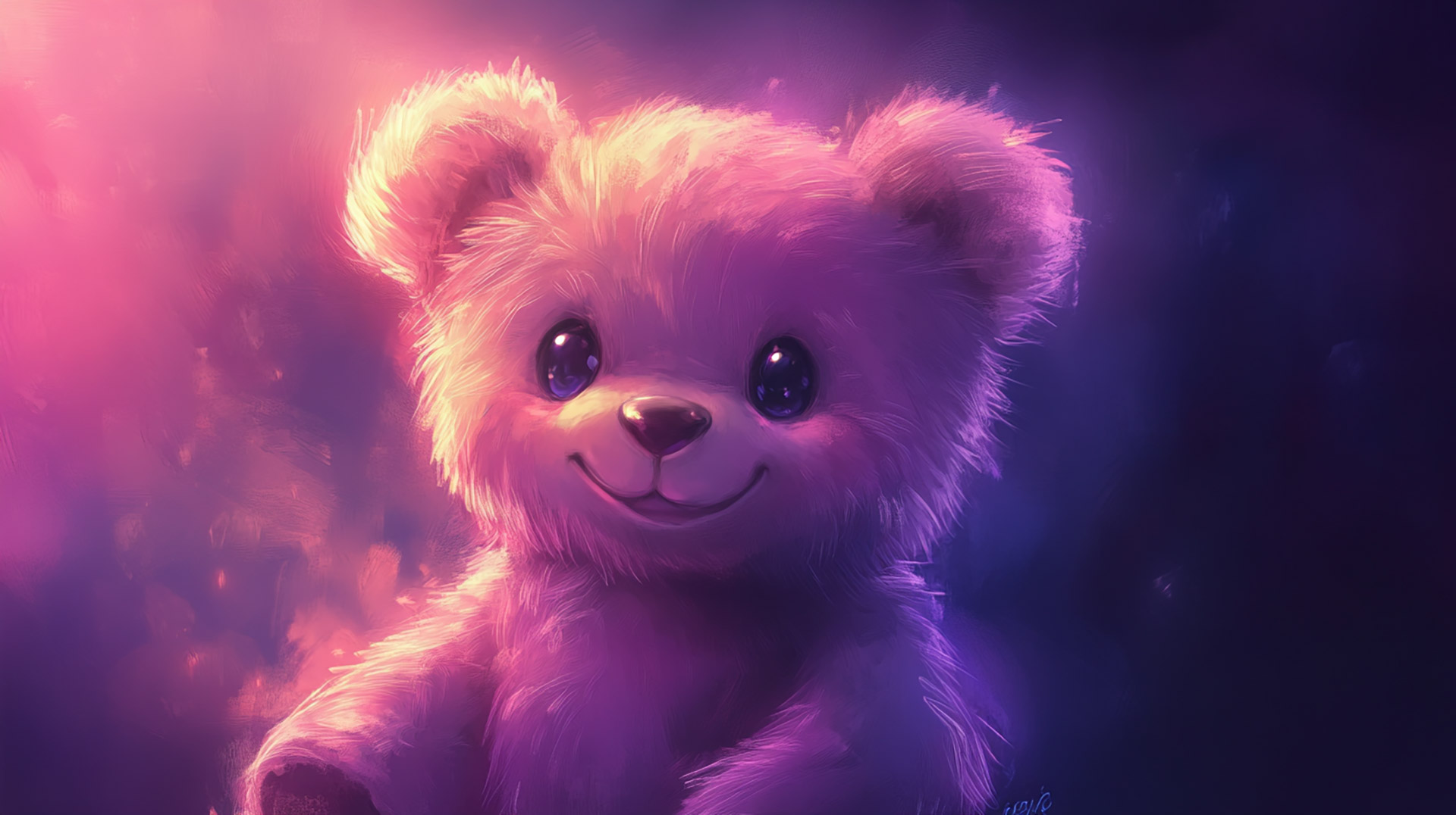 Charming Purple Bear Wallpaper in 16:9 Aspect Ratio