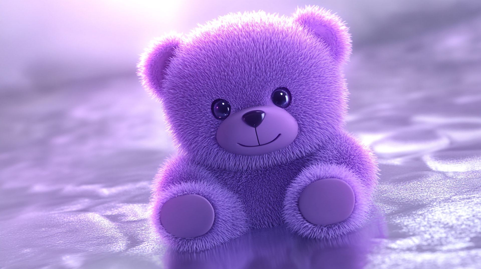 Vibrant Purple Cute Bear HD Wallpaper for Desktop