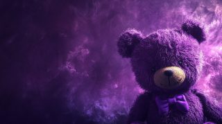 AI Wallpaper Creation: Kawaii Purple Bear Theme