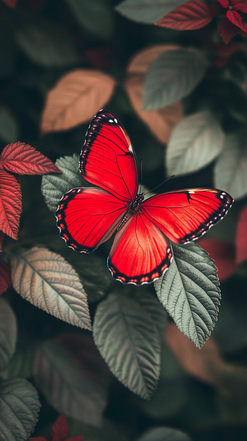 Stunning Red Aesthetic Butterfly HD Mobile Wallpaper