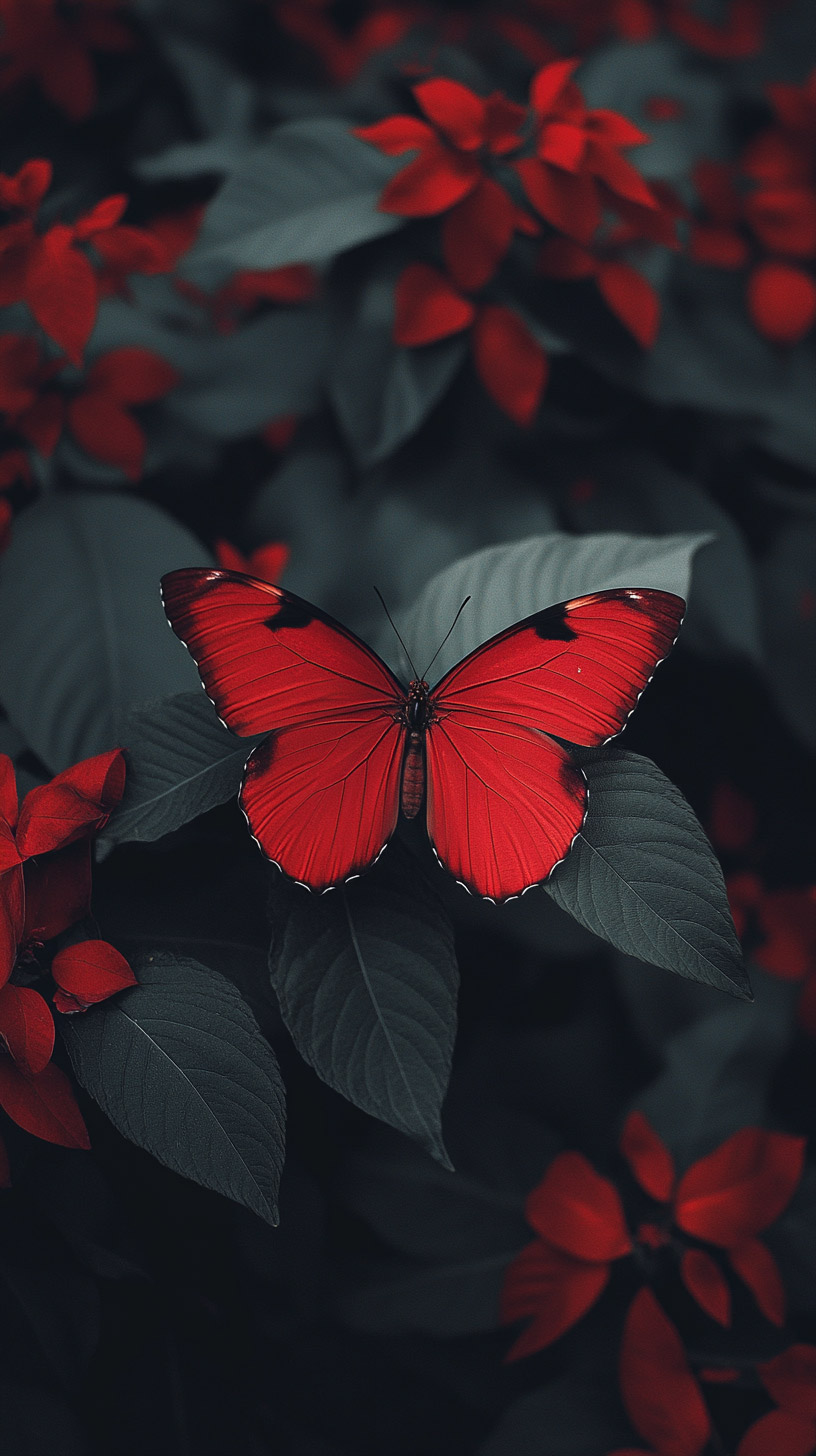 Download Free Red Butterfly Digital Background for iPhone