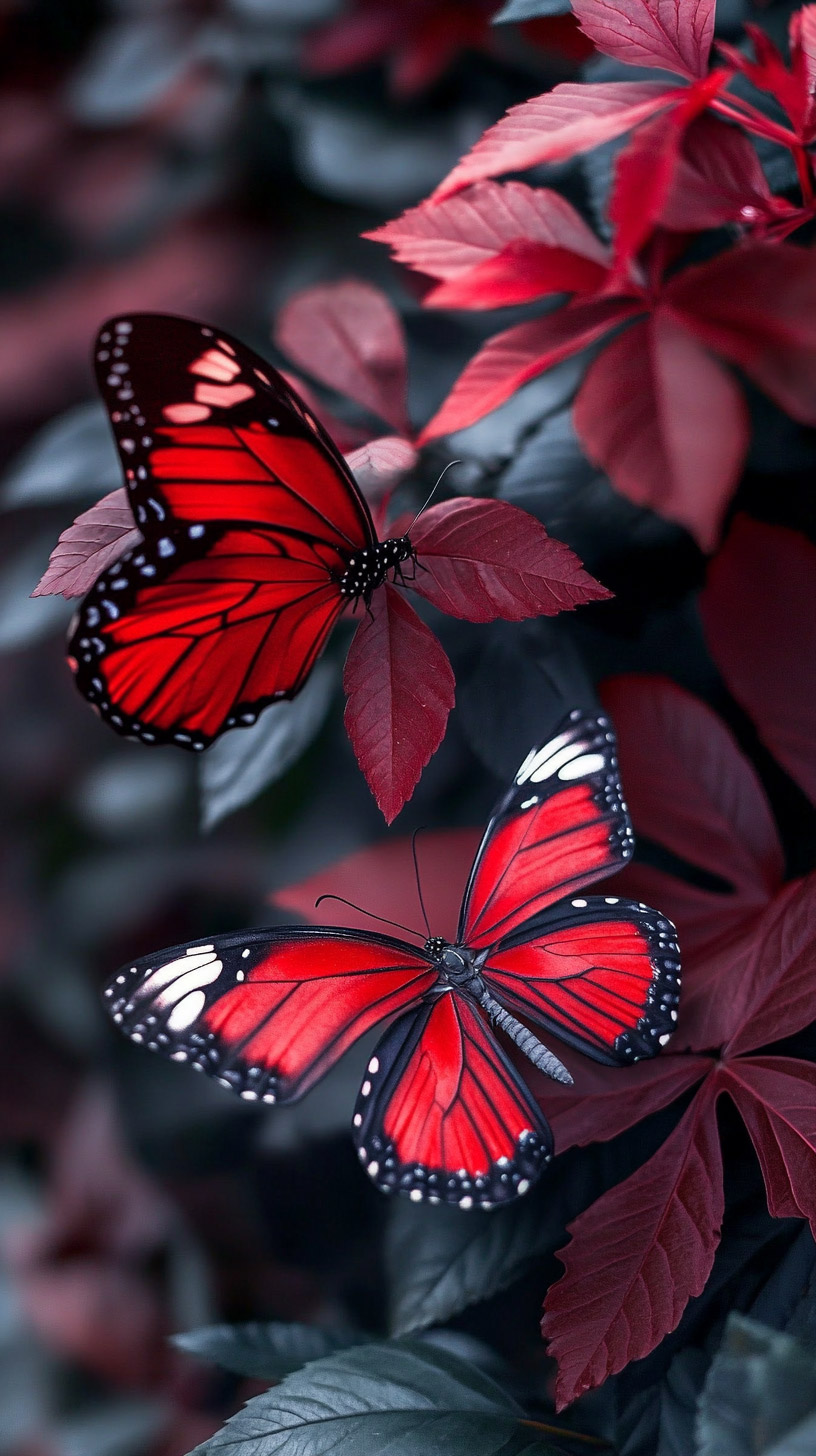 High-Quality Red Aesthetic Butterfly Photos for Android