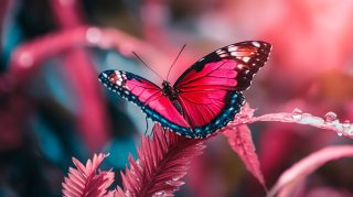 AI-Generated Red Aesthetic Butterfly Digital Background