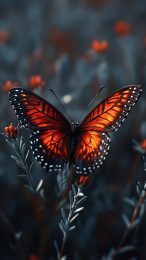 Download Free Red Butterfly Digital Background for iPhone