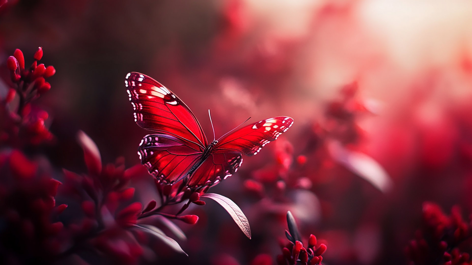 AI Wallpaper Creations: Red Butterfly for Stunning Displays